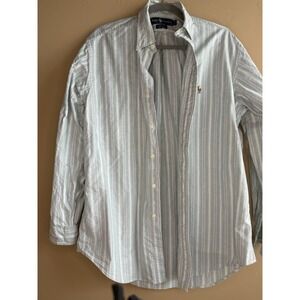 Men's Stripped Cotton Ralph Lauren Long Sleeve Button Up‎ Yarmouth 100% Cotton